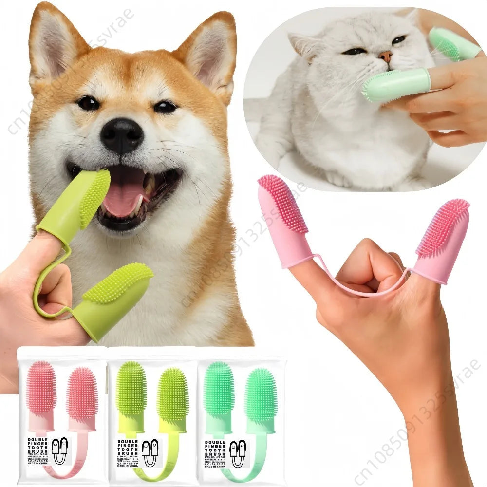 Dog Soft Double Finger Toothbrush